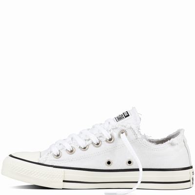 Converse Chuck Taylor All Star Frayed Denim Low Tops Mens - White/Navy Shoes (438JOXAL)